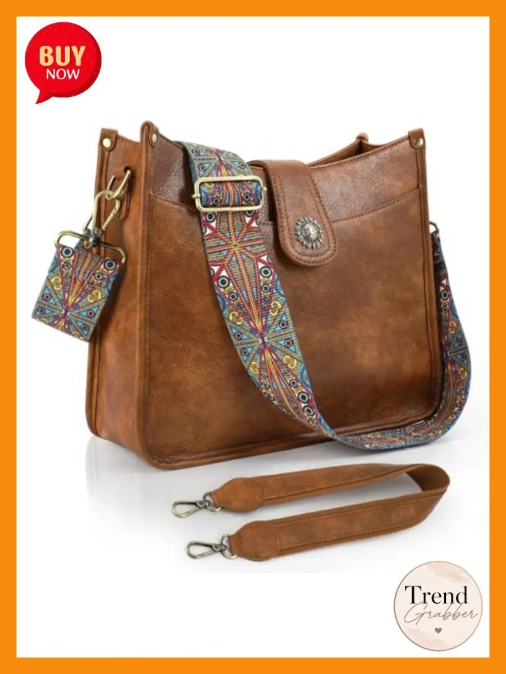 Vegan Leather Hobo Purse Crossbody Bag with 2 Straps